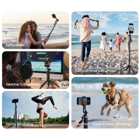 K&F Concept KF15.0030 - mini statyw i selfie stick 2w1 do smartfona z uchwytem stabilizującym - przykład użycia